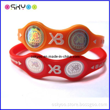 Custom Logo Silicone Power Ionic Energy Sport Hologram Bracelet (P5208)
